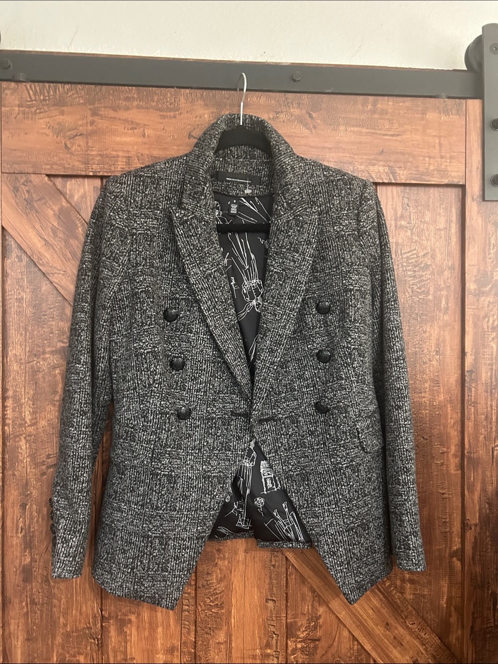 White House Black Market Heathered Gray Double-Breasted Blazer